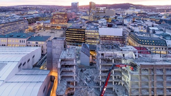 Building in Oslo being demolished